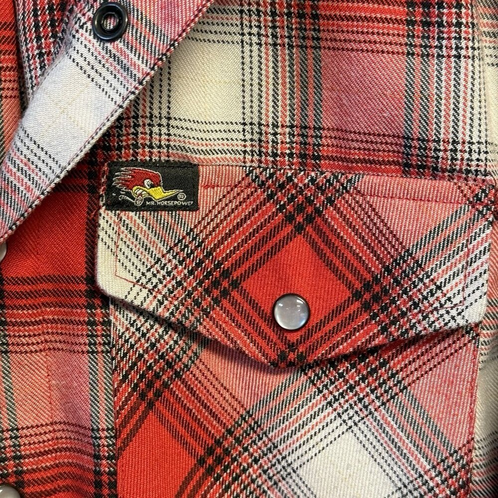 Dixxon Flannel Co Mr Horsepower Shirt Mens Xs 18.5x27 Red Long Sleeve Snap View 5